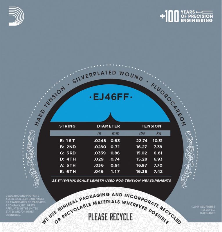 D'Addario Fretted EJ46FF. Hard Tension